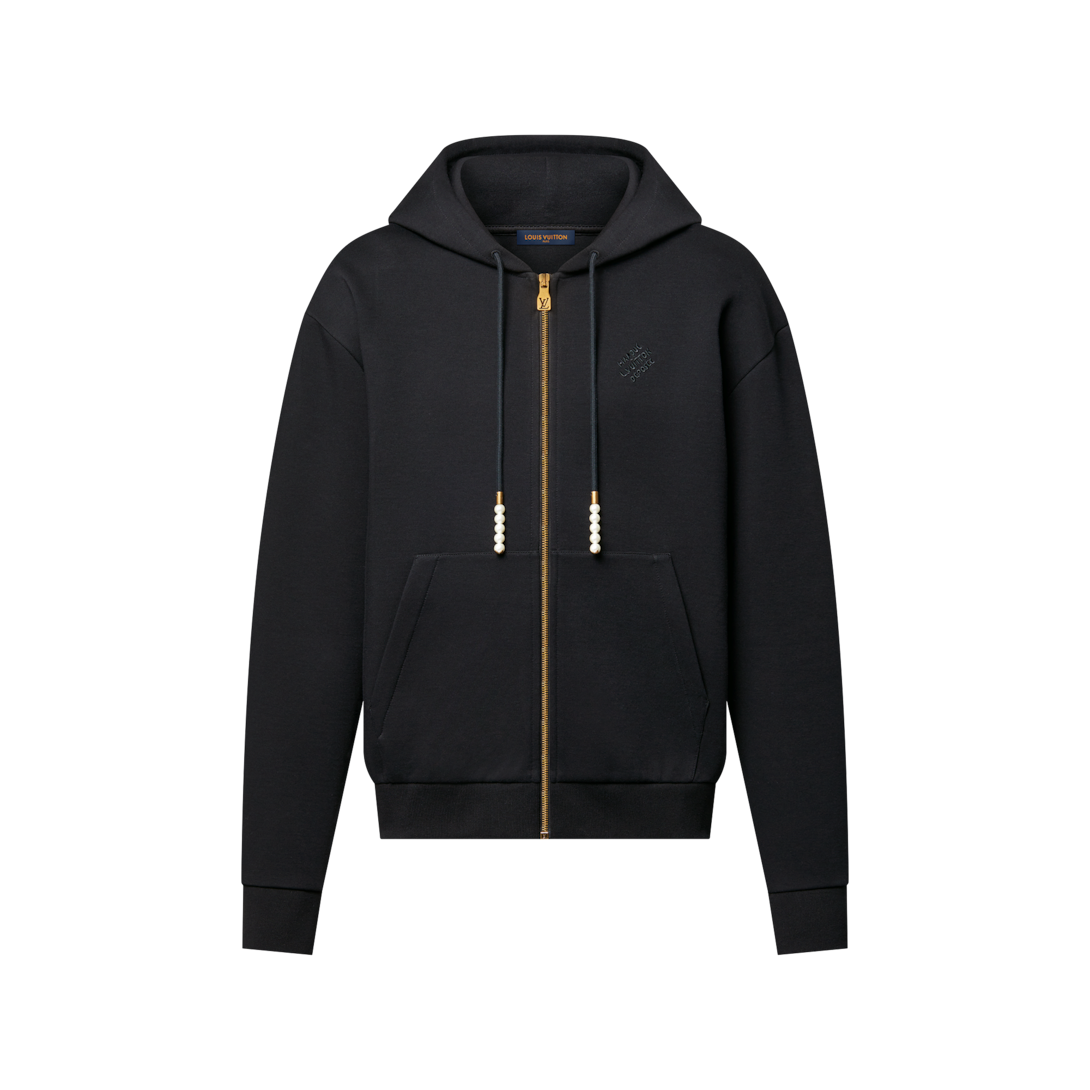Louis Vuitton 黒ジャンパー Embroidered Zipped Jersey Hoodie - Ready-to-Wear | LOUIS VUITTON